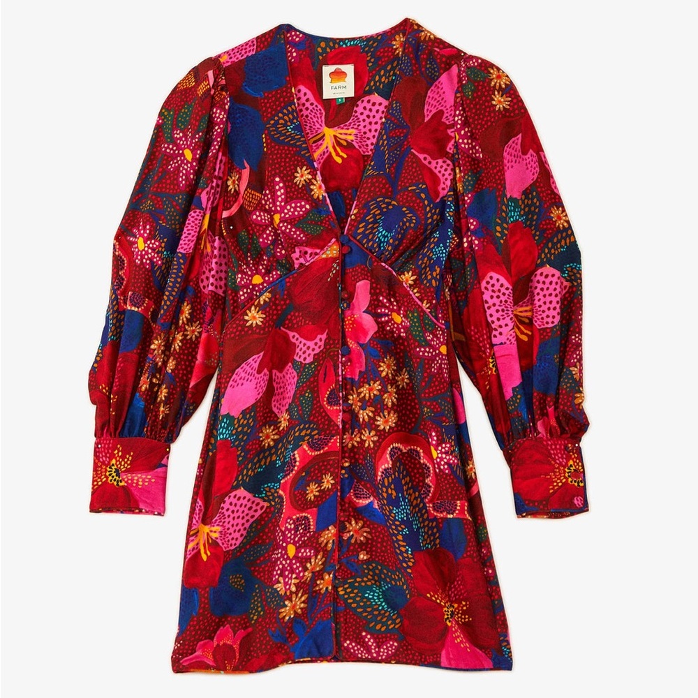 FARM Rio Snake Garden Red Mini Dress